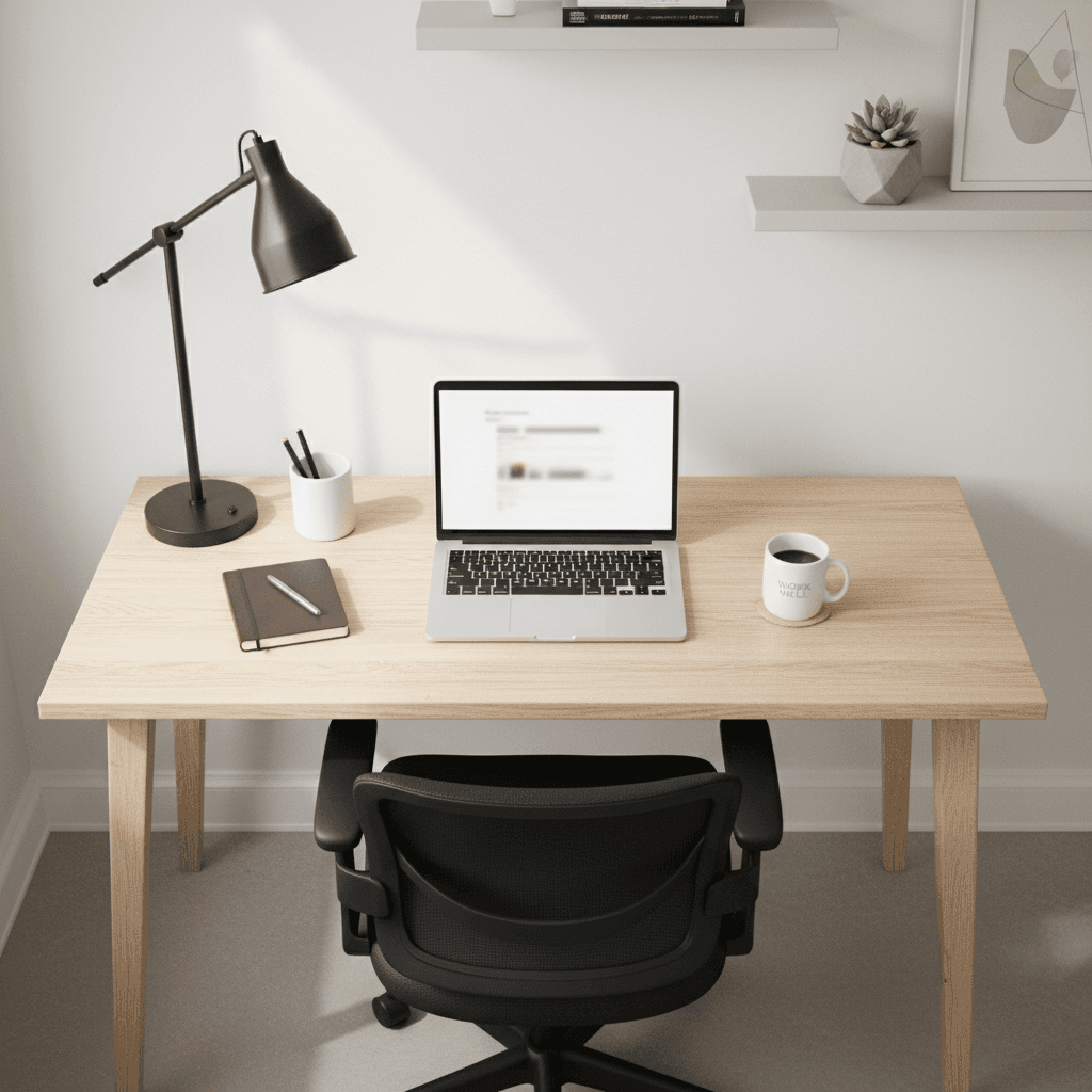 Business center workspace with desk and modern technology