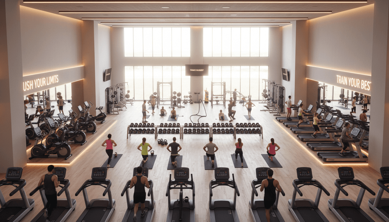 Clean, modern fitness center with exercise equipment and bright lighting